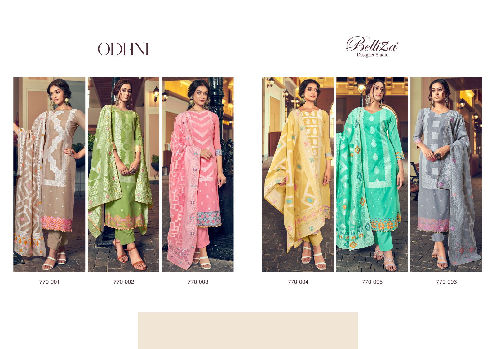 BelliZa Odhni 001-006 Wholesale Printed Cotton Dress Material